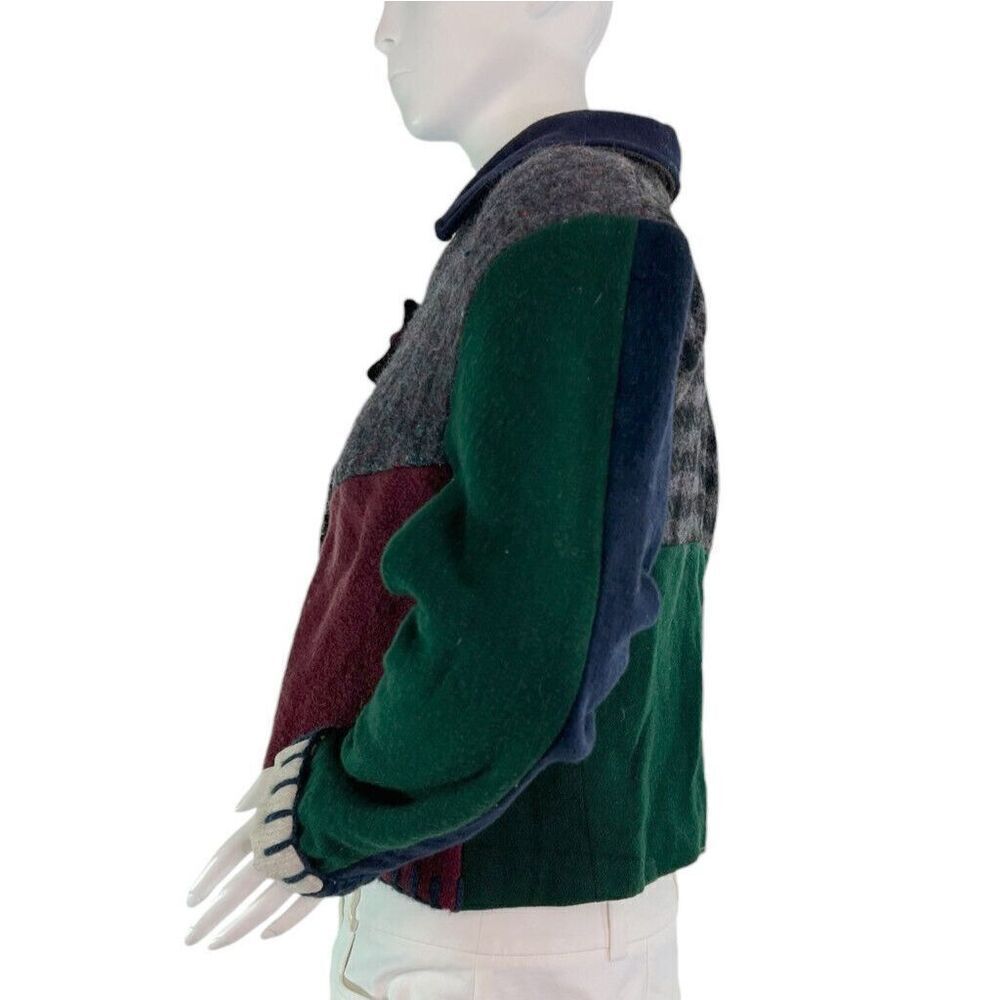 Baabaazuzu Patchwork Wool Upcycled Sweater Jacket Hand Blanket Stitched $218 SM - Picture 5 of 9
